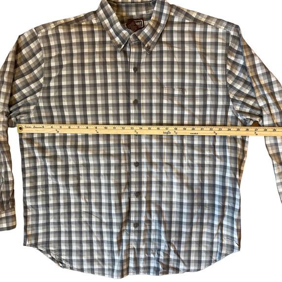 Mens Schmidt Workwear Gray Plaid Long Sleeve Button Down sz 2XL - Picture 2 of 3